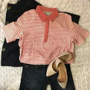 Cathy Daniel’s Women’s Salmon & White Striped Polo Shirt